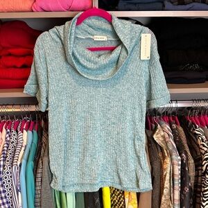 Jon and Anna blue short sleeve turtleneck top size S NWT